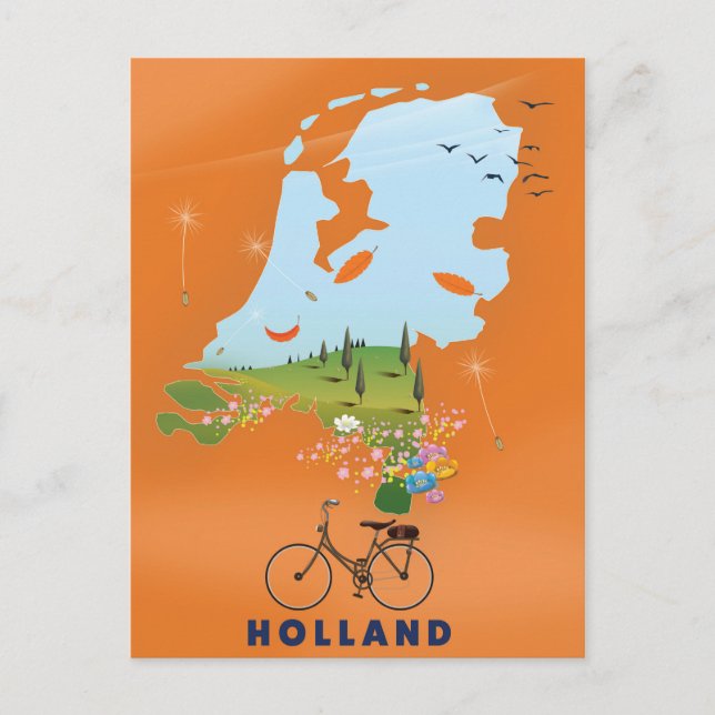 Holland Map Reiseplakat Postkarte (Vorderseite)