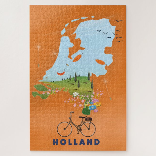 Holland Map Reiseplakat Puzzle (Vertikal)