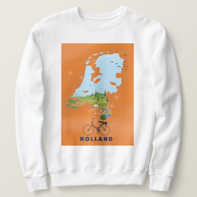 Holland Map Reiseplakat Sweatshirt (Design vorne)