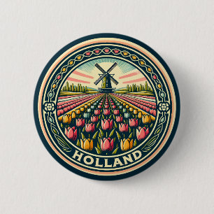 Holland Netherlands Travel Art Abzeichen Button