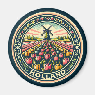 Holland Netherlands Travel Art Abzeichen Magnet