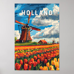 Holland Netherlands Travel Art Vintag Poster