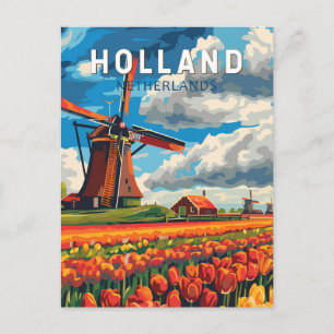 Holland Netherlands Travel Art Vintag Postkarte