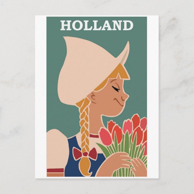 Holland Niederlande Blume Vintage Travel Postkarte (Vorderseite)