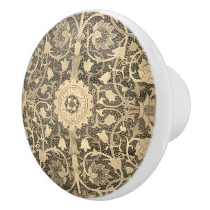 Holland Park William Morris Gold und Black Floral Keramikknauf