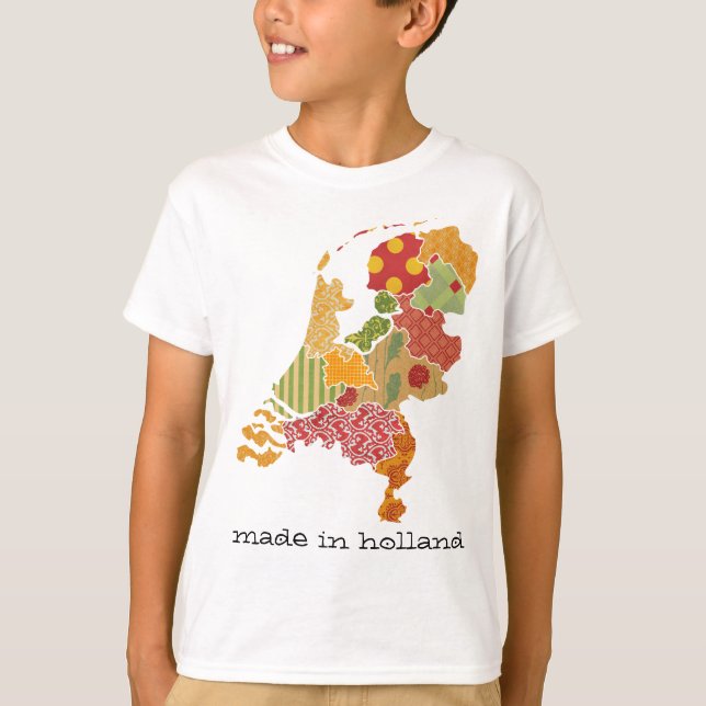 Holland Province Map Bohemisch Patchwork Style T-Shirt (Vorderseite)