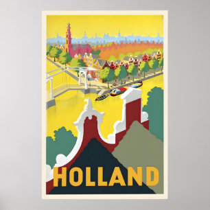 Holland-Reiseposter Vintage Niederlande Wandkunst Poster