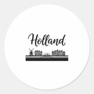 Holland Skyline Reise Urlaub Outfits Runder Aufkleber