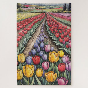 Holland Tulips Field Tulip Art Puzzle