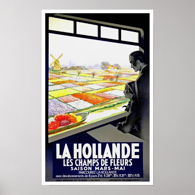 Holland tulips vintage travel Poster (Vorne)