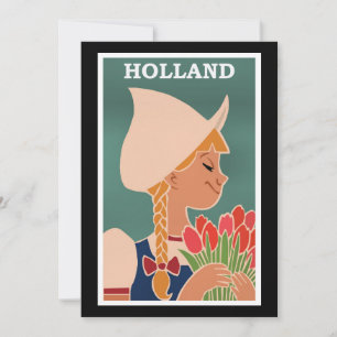 Holland, Vintage-Plakat, niederländisches Mädchen Karte