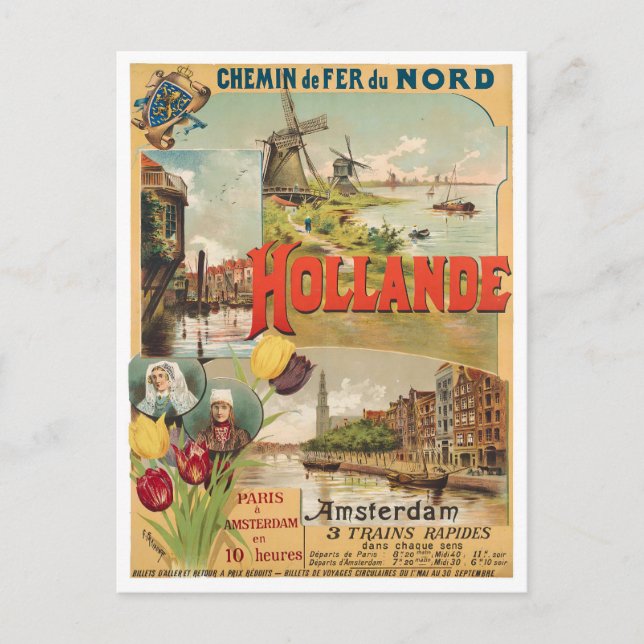 Holland Vintage Reise Postkarte (Vorderseite)