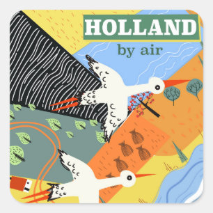 Holland Vintagen Urlaub auf dem Luftweg Quadratischer Aufkleber