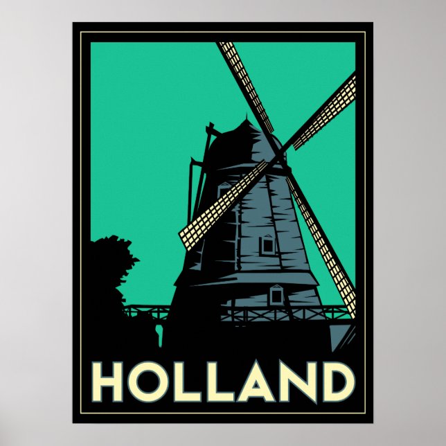 Holland Windmill europe art Deko Retroposter (Vorne)