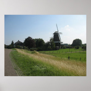 Holland Windmill Landscape Photo Poster Print