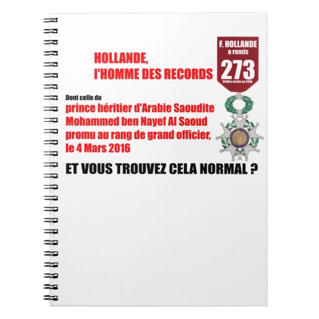 Hollande Record Legions d'Honneur - Notebook Notizblock (Vorderseite)
