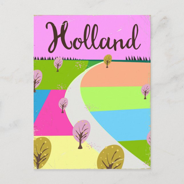 Holländer Felder Reiseplakat Postkarte (Vorderseite)