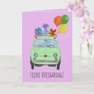 Holländisch Birthday Retro Fiat 500 Card Karte
