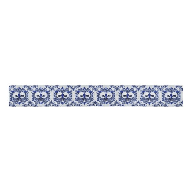 Holländisch Blue & White Style Cat Face for Animal Ripsband (Vorderseite)