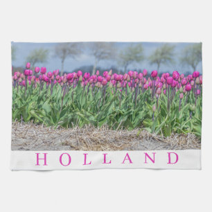 Holländisch-rosa Tulpen-Feld Ansicht Teetuch Geschirrtuch