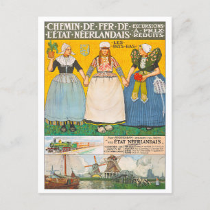 Holländische Bahnlinien Vintage Reise Postkarte