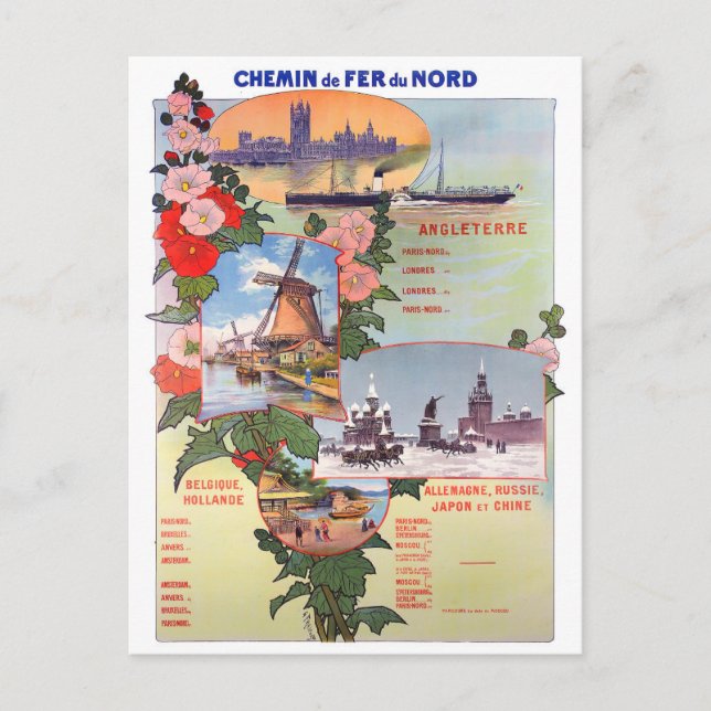 Holländische Bahnlinien Vintage Reise Postkarte (Vorderseite)