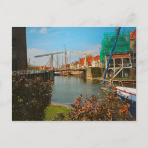 Holländische Brücke, Häuser und Kajüte, Enkhuizen Postkarte