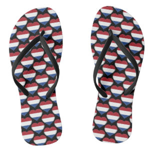 Holländische Flag Farben Herz Muster Patriotisch Flip Flops