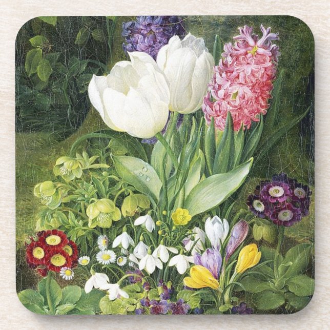 Holländische Frühlingsblumen Getränkeuntersetzer (Vorderseite)