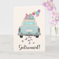 Holländische Hochzeitsglückwünsche Blaue Retro-Aut