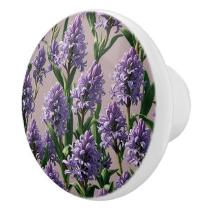 Holländische Hyacinth-Lila-Blumen Keramikknauf