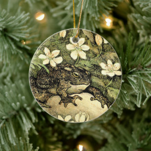 Holländische Jugendstil-Toad und Dogwood Keramik Ornament