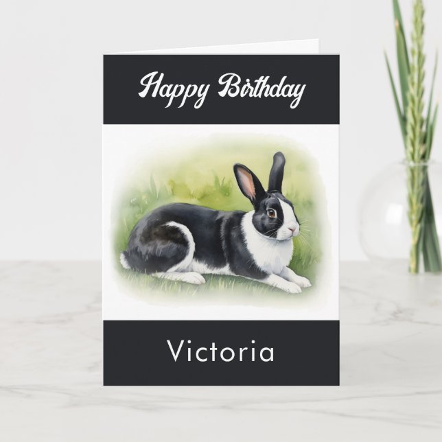 Holländische Kaninchen Tier Wasserfarbe Glücklich  Karte (Vorderseite)