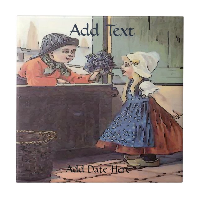 Holländische Kids Blume Tile, Niederländisch Look, Fliese (Vorderseite)