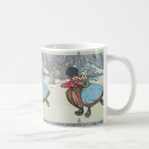 Holländische Kinder beim Eislaufen Vintage Tasse