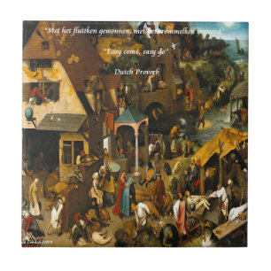 Holländische Kunst & berühmtes Proverb aus dem 16. Fliese