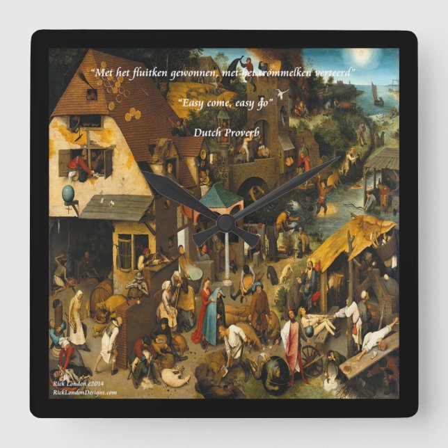 Holländische Kunst & Proverb Wall Uhr des 16. Jahr (Vorderseite)