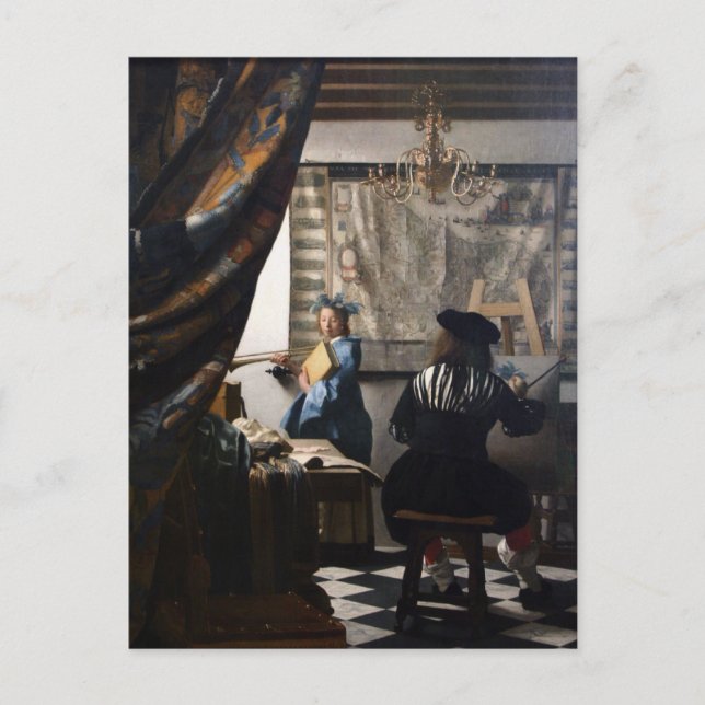 Holländische Künstlerin Vermeer Malerei Kunst des  Postkarte (Vorderseite)