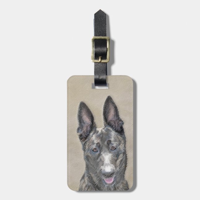 Holländische Schäfermalerei - Niedliche Original H Gepäckanhänger (Vorderseite vertikal)