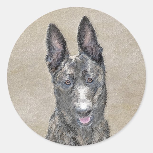 Holländische Schäfermalerei - Niedliche Original H Runder Aufkleber (Vorderseite)