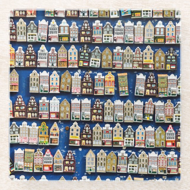 Holländische Souvenirs, Amsterdamer Straßenszene. Glasuntersetzer (Vorderseite)