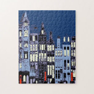 Holländische Stadt, rote Türen Puzzle