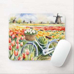 Holländische Tulips in Bike Basket Mousepad