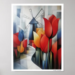 HOLLÄNDISCHE TULPEN UND WINDMÜHLEN POSTER