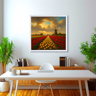 Holländische Tulpenfelder Poster