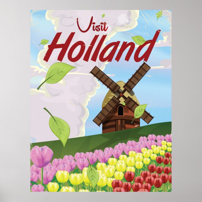 Holländische Vintage Reiseplakat Poster (Vorne)
