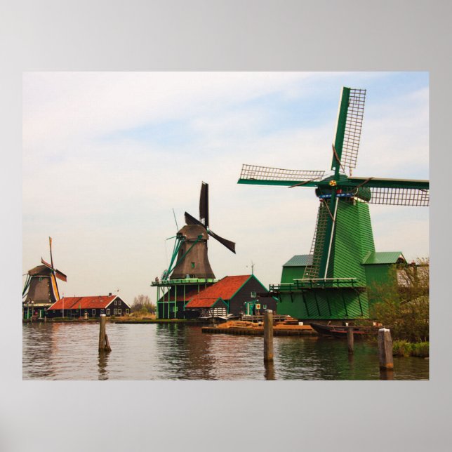 Holländische Windmühlen, Zaanse Schans. Poster (Vorne)