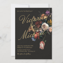 Holländischer Master Floral Dark & Moody Wedding Einladung
