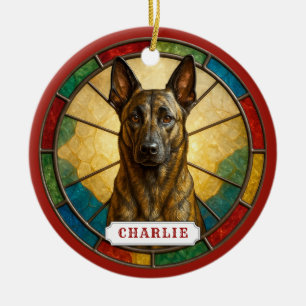 Holländischer Schäferhund Keramik-Kreis-Ornament Keramik Ornament