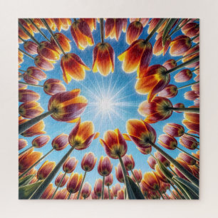 Holländischer Tulpen Garten im Sonnenschein Puzzle